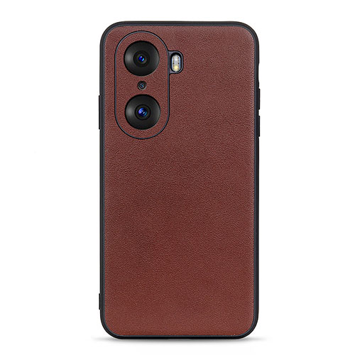 Soft Luxury Leather Snap On Case Cover B01H for Huawei Honor 60 Pro 5G Brown