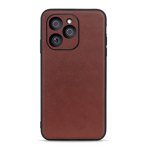 Soft Luxury Leather Snap On Case Cover B01H for Huawei Honor 60 SE 5G Brown