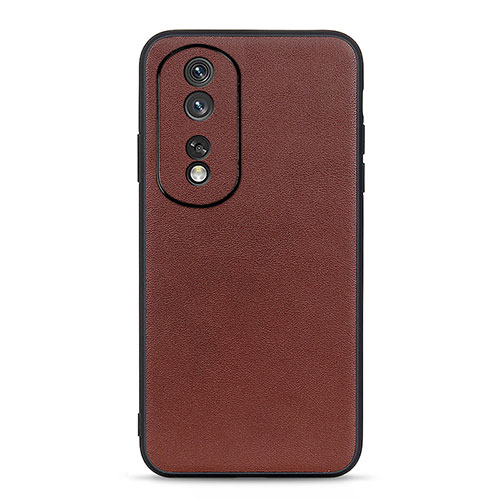 Soft Luxury Leather Snap On Case Cover B01H for Huawei Honor 80 Pro 5G Brown