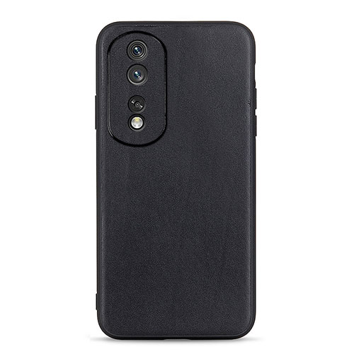 Soft Luxury Leather Snap On Case Cover B01H for Huawei Honor 80 Pro Flat 5G Black