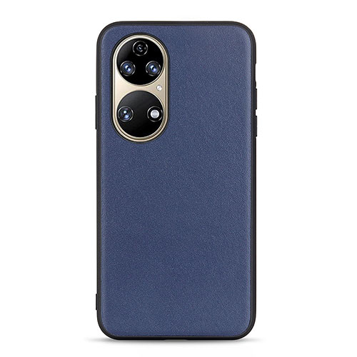 Soft Luxury Leather Snap On Case Cover B01H for Huawei P50 Blue