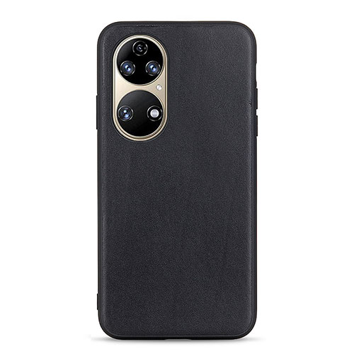 Soft Luxury Leather Snap On Case Cover B01H for Huawei P50 Pro Black