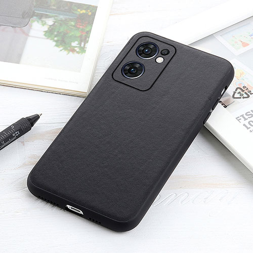 Soft Luxury Leather Snap On Case Cover B01H for Oppo Find X5 Lite 5G Black