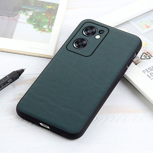 Soft Luxury Leather Snap On Case Cover B01H for Oppo Reno7 SE 5G Green