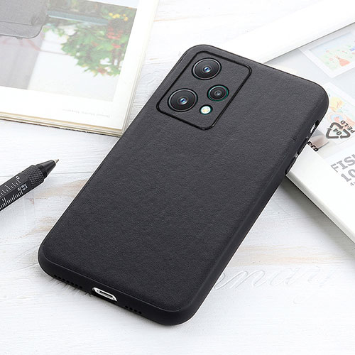 Soft Luxury Leather Snap On Case Cover B01H for Realme 9 Pro 5G Black