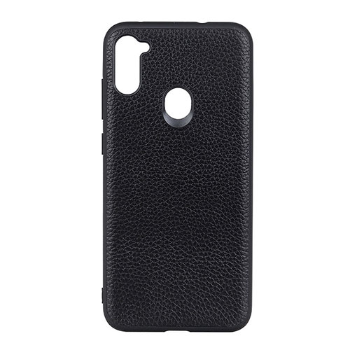 Soft Luxury Leather Snap On Case Cover B01H for Samsung Galaxy A11 Black