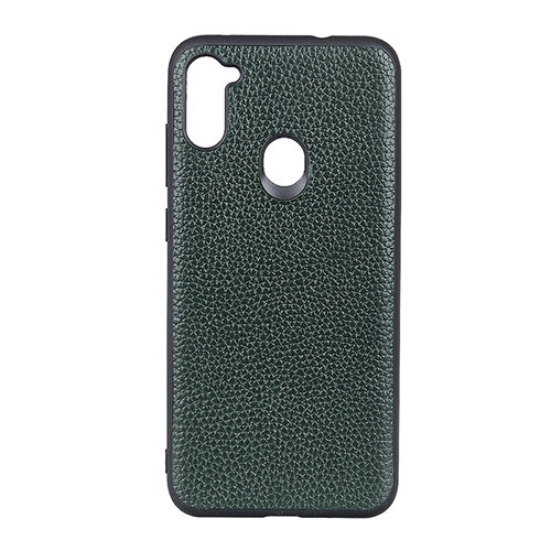 Soft Luxury Leather Snap On Case Cover B01H for Samsung Galaxy A11 Green