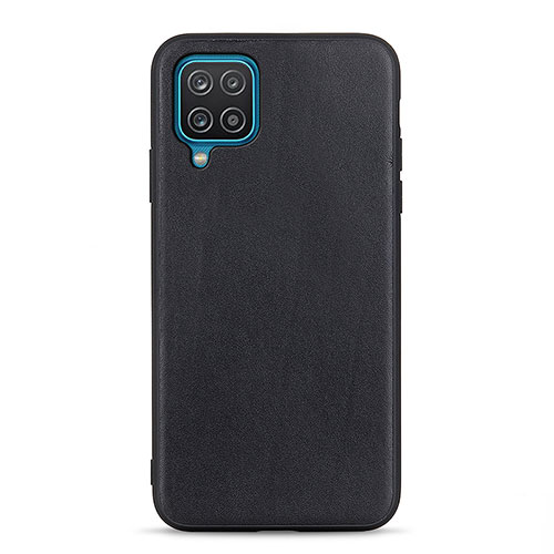 Soft Luxury Leather Snap On Case Cover B01H for Samsung Galaxy A12 Black