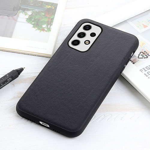 Soft Luxury Leather Snap On Case Cover B01H for Samsung Galaxy A23 5G Black