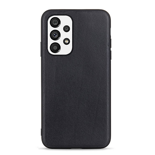 Soft Luxury Leather Snap On Case Cover B01H for Samsung Galaxy A73 5G Black