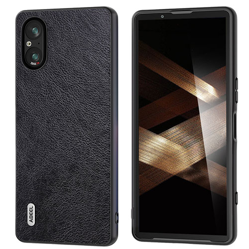 Soft Luxury Leather Snap On Case Cover B01H for Sony Xperia 5 V Black