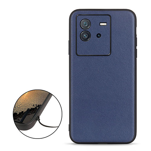 Soft Luxury Leather Snap On Case Cover B01H for Vivo iQOO Neo6 5G Blue