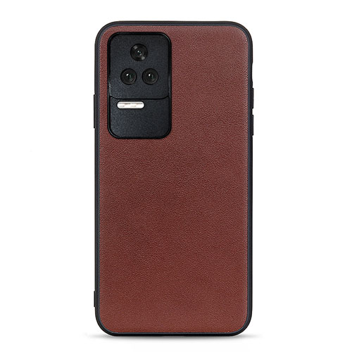 Soft Luxury Leather Snap On Case Cover B01H for Xiaomi Redmi K50 5G Brown