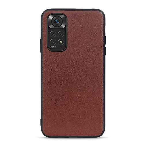 Soft Luxury Leather Snap On Case Cover B01H for Xiaomi Redmi Note 11 4G (2022) Brown