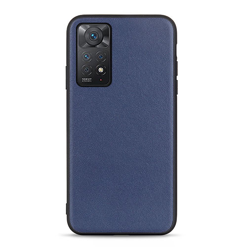 Soft Luxury Leather Snap On Case Cover B01H for Xiaomi Redmi Note 11 Pro 4G Blue