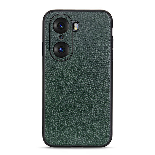 Soft Luxury Leather Snap On Case Cover B02H for Huawei Honor 60 5G Green