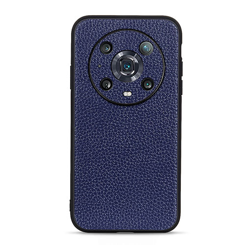 Soft Luxury Leather Snap On Case Cover B02H for Huawei Honor Magic4 Pro 5G Blue