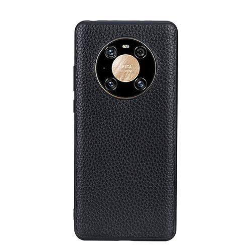 Soft Luxury Leather Snap On Case Cover B02H for Huawei Mate 40 Pro Black