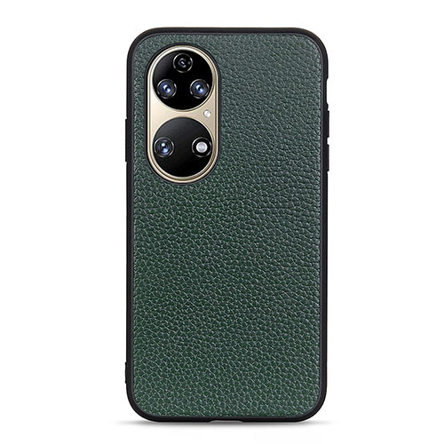 Soft Luxury Leather Snap On Case Cover B02H for Huawei P50 Green