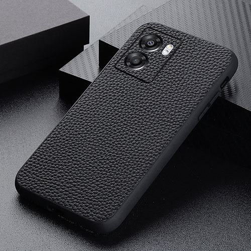 Soft Luxury Leather Snap On Case Cover B02H for Realme Q5i 5G Black