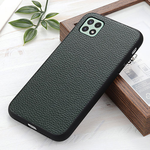 Soft Luxury Leather Snap On Case Cover B02H for Samsung Galaxy A22 5G Green