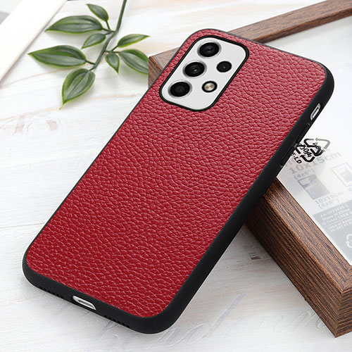 Soft Luxury Leather Snap On Case Cover B02H for Samsung Galaxy A23 5G Red