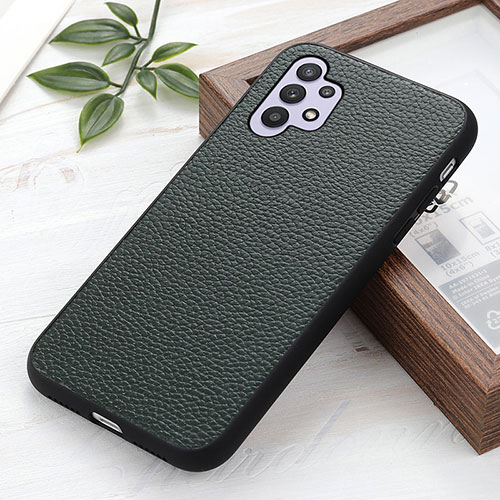Soft Luxury Leather Snap On Case Cover B02H for Samsung Galaxy A32 4G Green