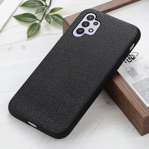 Soft Luxury Leather Snap On Case Cover B02H for Samsung Galaxy A32 5G Black