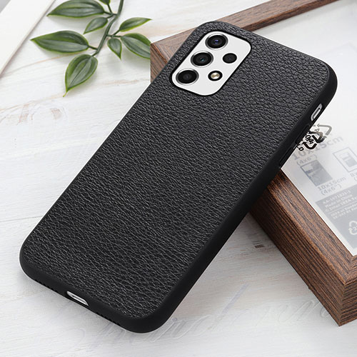 Soft Luxury Leather Snap On Case Cover B02H for Samsung Galaxy A53 5G Black