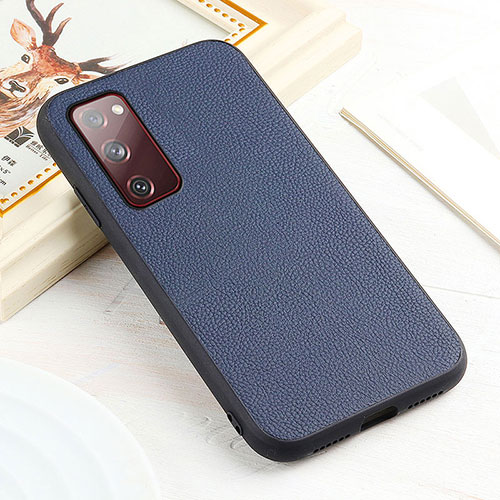Soft Luxury Leather Snap On Case Cover B02H for Samsung Galaxy S20 FE 4G Blue
