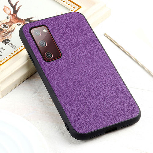 Soft Luxury Leather Snap On Case Cover B02H for Samsung Galaxy S20 FE 4G Purple