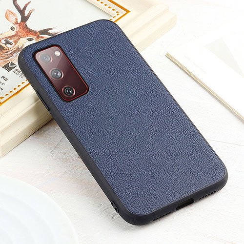 Soft Luxury Leather Snap On Case Cover B02H for Samsung Galaxy S20 FE 5G Blue