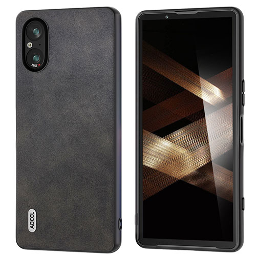 Soft Luxury Leather Snap On Case Cover B02H for Sony Xperia 5 V Black