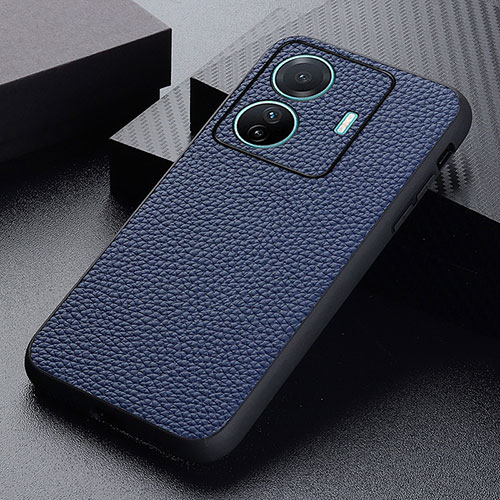 Soft Luxury Leather Snap On Case Cover B02H for Vivo iQOO Z6 Pro 5G Blue