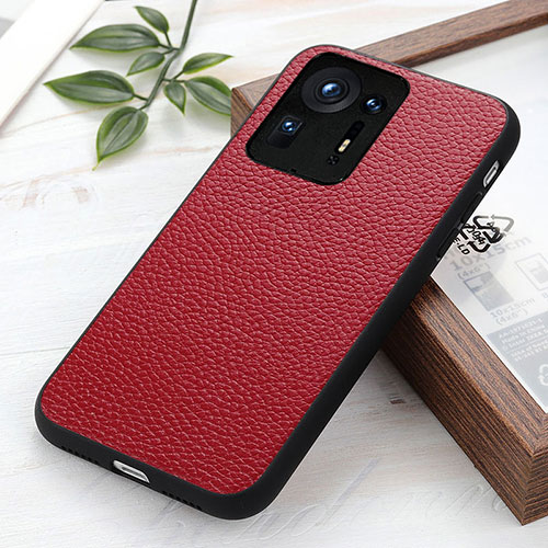 Soft Luxury Leather Snap On Case Cover B02H for Xiaomi Mi Mix 4 5G Red