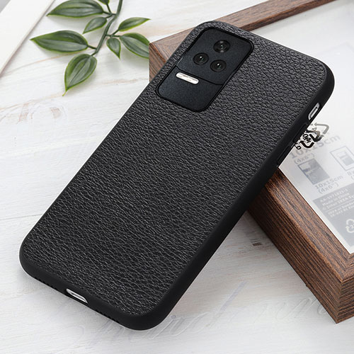 Soft Luxury Leather Snap On Case Cover B02H for Xiaomi Poco F4 5G Black