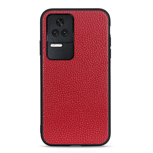 Soft Luxury Leather Snap On Case Cover B02H for Xiaomi Redmi K50 Pro 5G Red