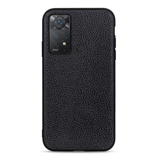 Soft Luxury Leather Snap On Case Cover B02H for Xiaomi Redmi Note 11 Pro 4G Black