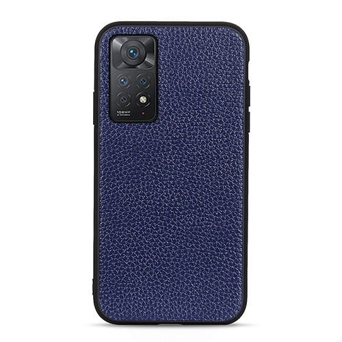 Soft Luxury Leather Snap On Case Cover B02H for Xiaomi Redmi Note 11 Pro 4G Blue