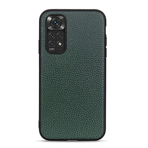 Soft Luxury Leather Snap On Case Cover B02H for Xiaomi Redmi Note 11S 4G Green