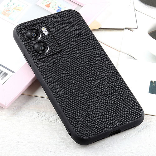 Soft Luxury Leather Snap On Case Cover B03H for Oppo A77 5G Black