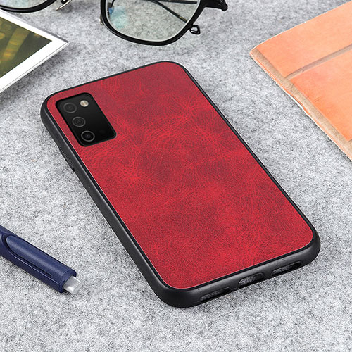 Soft Luxury Leather Snap On Case Cover B03H for Samsung Galaxy A03s Red