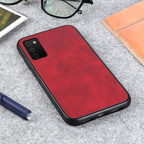 Soft Luxury Leather Snap On Case Cover B03H for Samsung Galaxy M02s Red