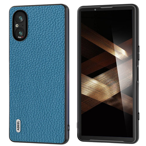 Soft Luxury Leather Snap On Case Cover B03H for Sony Xperia 5 V Blue