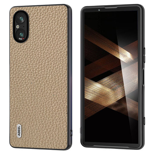 Soft Luxury Leather Snap On Case Cover B03H for Sony Xperia 5 V Brown