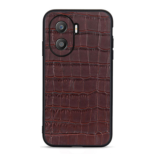 Soft Luxury Leather Snap On Case Cover B04H for Huawei Honor X40i 5G Brown