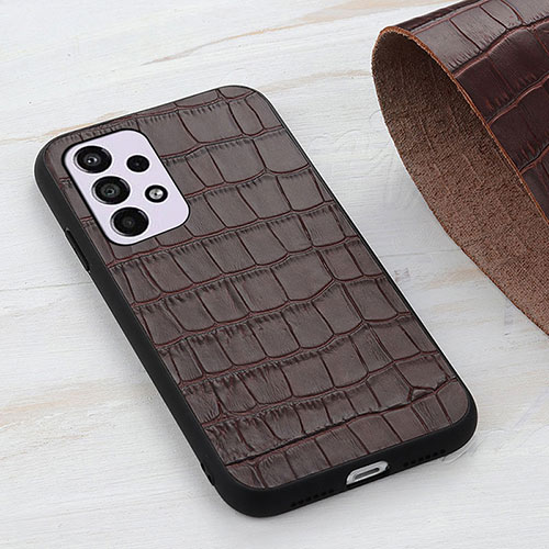 Soft Luxury Leather Snap On Case Cover B04H for Samsung Galaxy A33 5G Brown