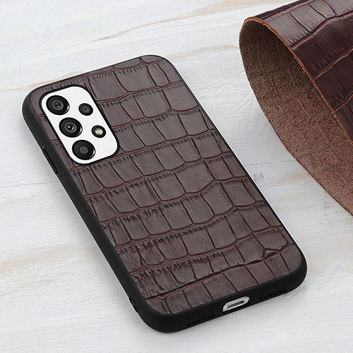 Soft Luxury Leather Snap On Case Cover B04H for Samsung Galaxy A73 5G Brown