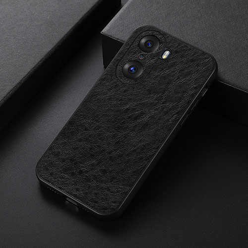 Soft Luxury Leather Snap On Case Cover B05H for Huawei Honor 60 5G Black