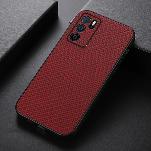 Soft Luxury Leather Snap On Case Cover B05H for Oppo A54s Red